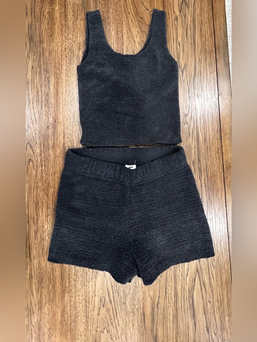 aerie Black Fuzzy Knit Lounge Shorts